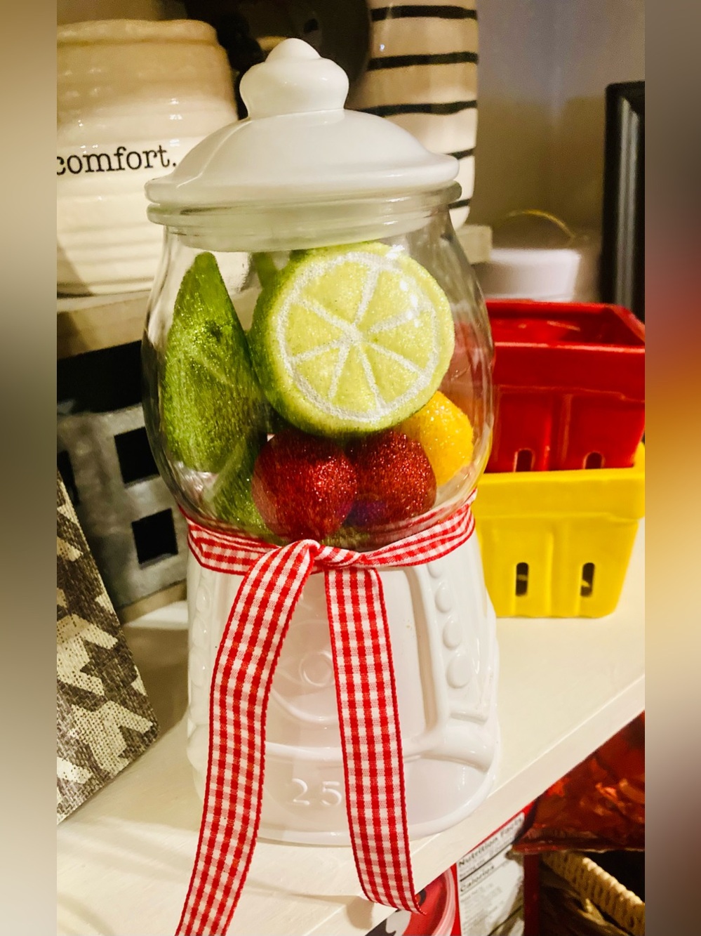 Target Gumball Machine - White 8” Gumball already filled w/ colorful fruit decor